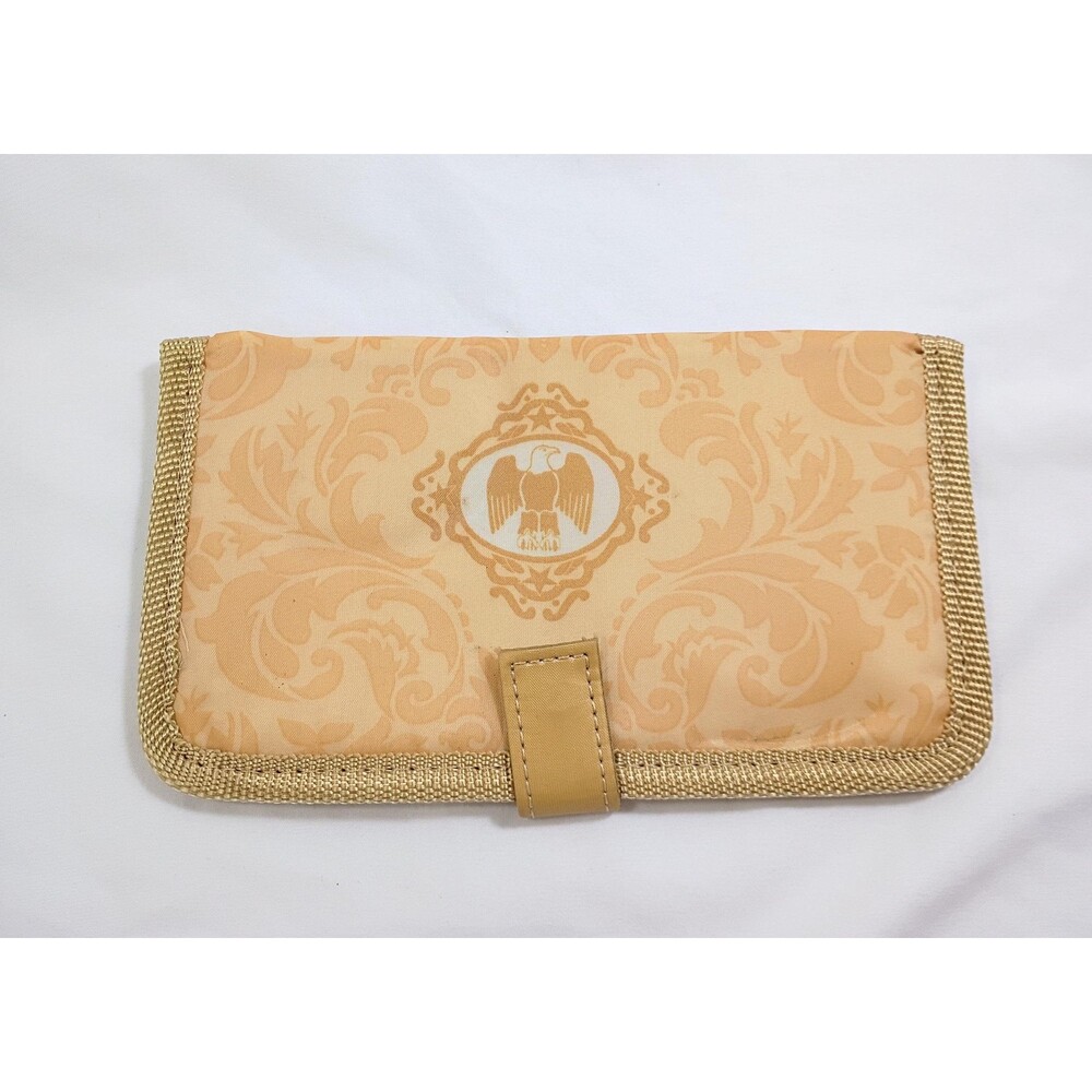 Vintage Cloth Checkbook Cover Orange Floral with Eagle